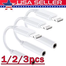 3 Pack For iPhone Headphone Jack Adapter 3.5mm Aux Cable Earphone Cord Converter
