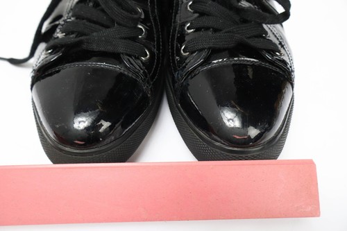 Chaussures Prada Femme (EU) 38 Noir Émail Brillant Basse Lacée Sneakers - Picture 12 of 16