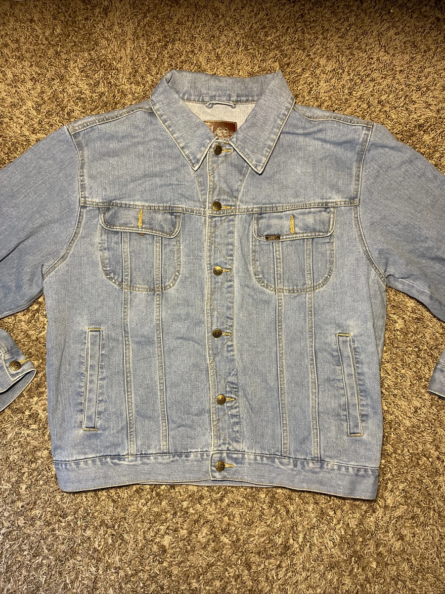 Vintage LEE Jean Jacket Mens XL Button Down Light Blue Great Shape