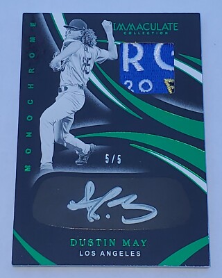 DUSTIN MAY 2020 PANINI IMMACULATE MONOCHROME GREEN EYE BLACK LOGO PATCH AUTO 5/5