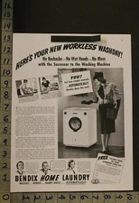 1938 BENDIX LAUNDRY WASHER MACHINE AUTOMATIC ELECTRIC CLOTHES MAID HOUSE AD WJ24