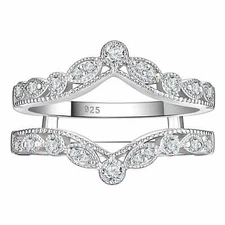 Wedding Ring Enhancers Wrap Guard for Engagement Ring 925 Silver CZ Ring Band