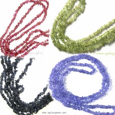 Beautiful Natural Gemstone 35in Long Chip beads Necklace Pick Colors