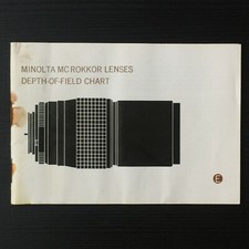 Minolta MC Rokkor Lenses Depth Of Field Chart Instruction Manual, Guide