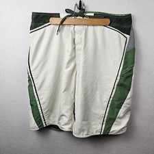 Affliction Swim Trunks Men  s Size 38 White And Green Board Shorts