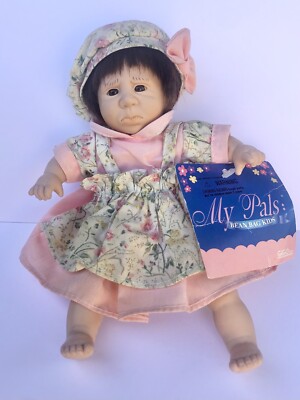 Gi-Go Toys My Pals Bean Bag Kids Vinyl Baby Doll 8  Pink Outfit Tears Sad Pouty 