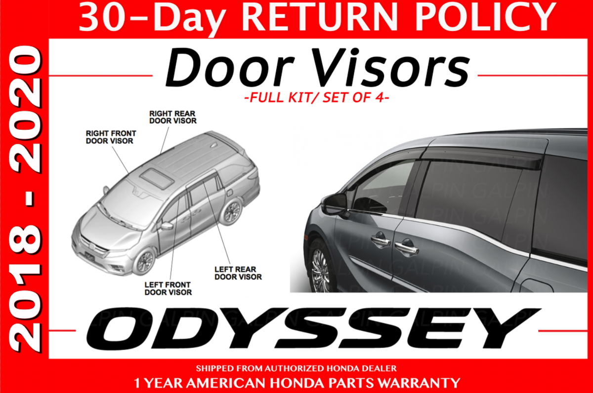 Genuine OEM Honda 2018 - 2026 Odyssey Door Visor Set Visors (08R04