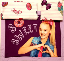 Jojo Siwa Twin Bed Sheet Set 'So Sweet' Nickelodeon Fitted/Flat/Deco Pillow Case