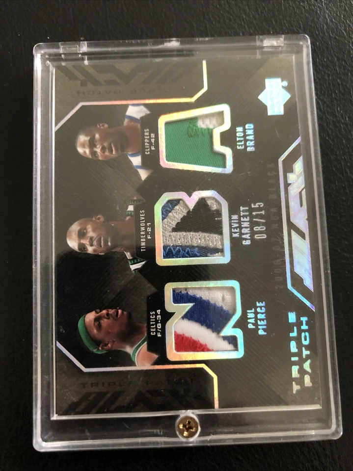 2007 upper deck 黑色三重贴片 #tp-pbg Paul Pierce Garnett 品牌 * 罕见* — 第 2/4 张图片