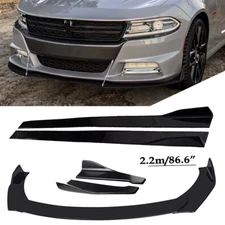 Front Bumper Lip Spoiler Splitter 86.6" Side Skirt For Dodge Charger SRT RT