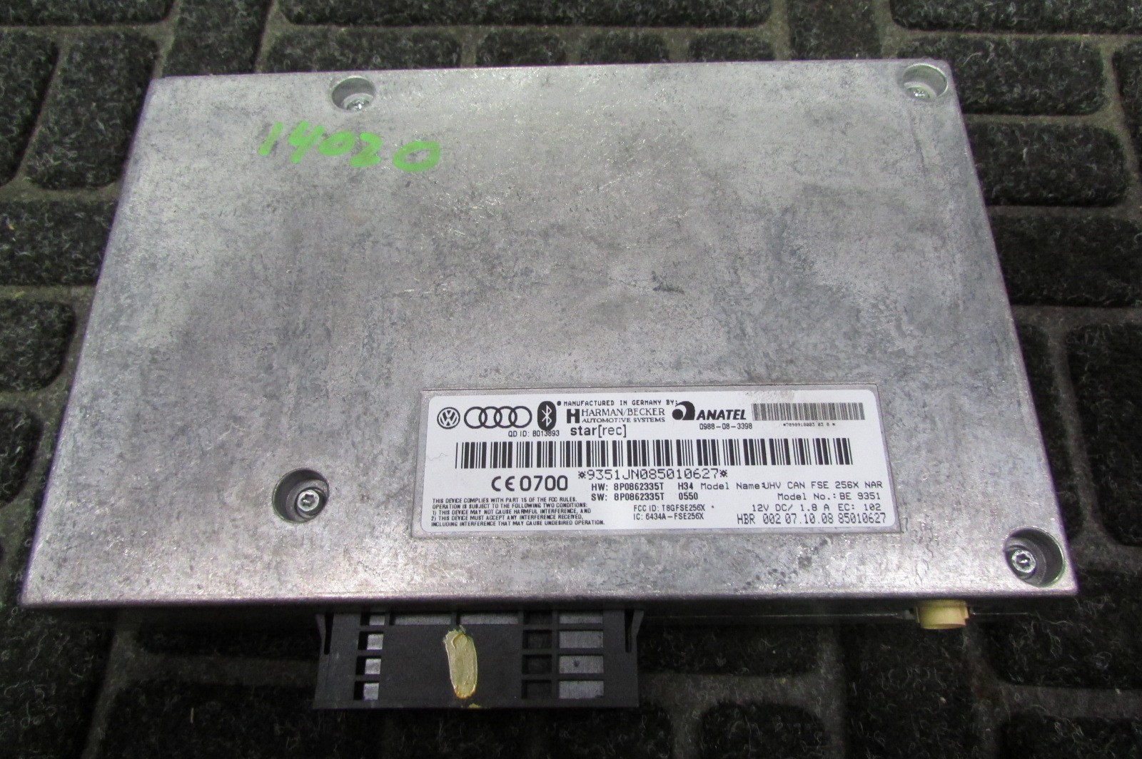 Lamborghini Gallardo LP560, Bluetooth Control Unit ECU Module P/N 8P0862335T