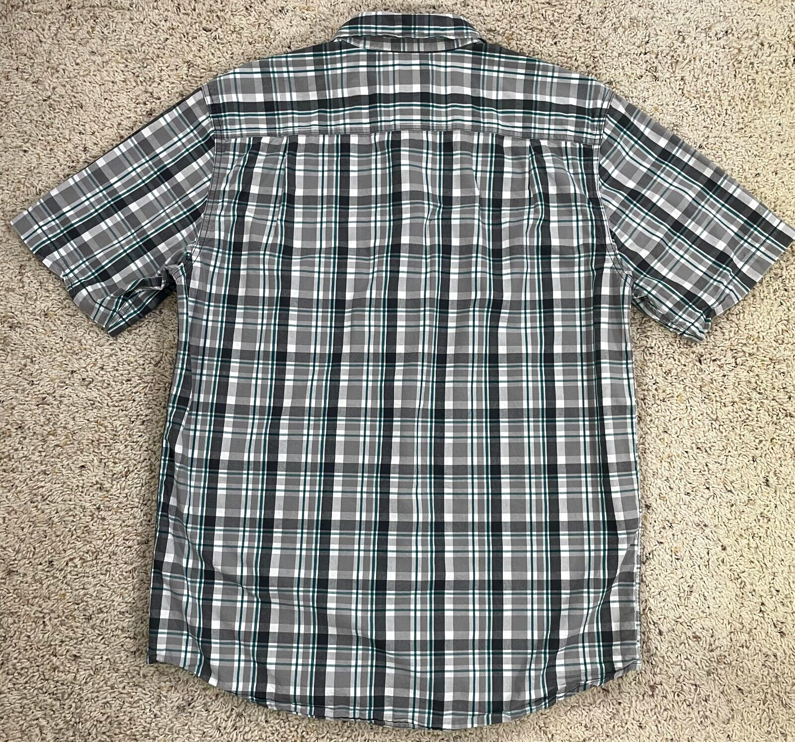 Carhartt Relaxed Fit Mens Medium Gray Green Plaid Casual Work Short Sleeve Shirt thumbnail 8