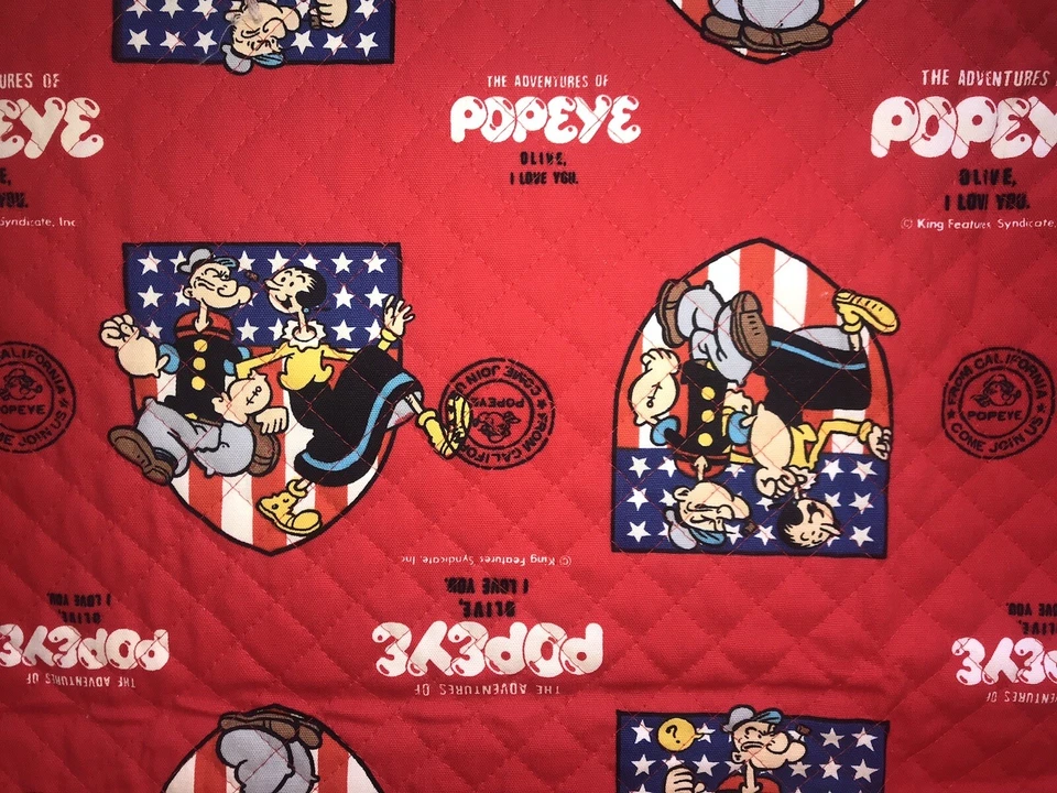 Tela acolchada vintage King Features Syndicate Popeye algodón aceite oliva 35,5x19,5 Foto 3 de 4