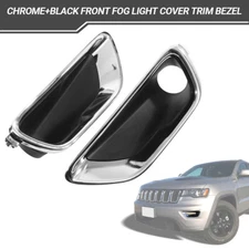 For 2017-2021 Jeep Grand Cherokee Front Bumper Fog Light Cover Bezel Trim Pair