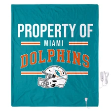 FOCO NFL Miami Dolphins Exclusive Heated Throw Blanket, 50"x60"