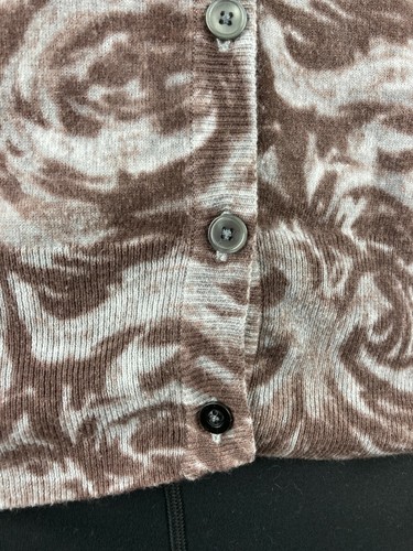 Talbots Womens Cardigan M Brown Blue Wool Blend Thin Knit Button Front 3/4 Slv - Picture 10 of 10