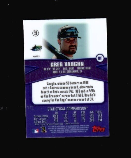2000 Topps Gold Label #29 Class 2 GREG VAUGHN Devil Rays
