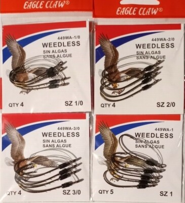 Eagle Claw Weedless Worm Hook #449WA sizes 1/0, 2/0, 3/0