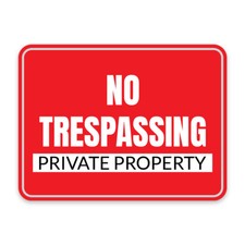 Classic Framed Plus No Trespassing   Private Property Door or Wall Sign