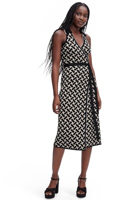 【DIANE von FURSTENBERG】パトリシア ホルター メッシュ ドレス Diane Von Furstenberg X Target Collared Sleeveless Neutral