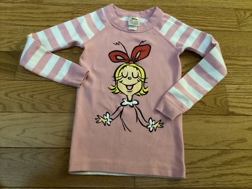 Hanna Andersson Grinch Cindy LouChristmas Girl 110 (5) Stripe PJ Long Sleeve Top - Picture 1 of 14