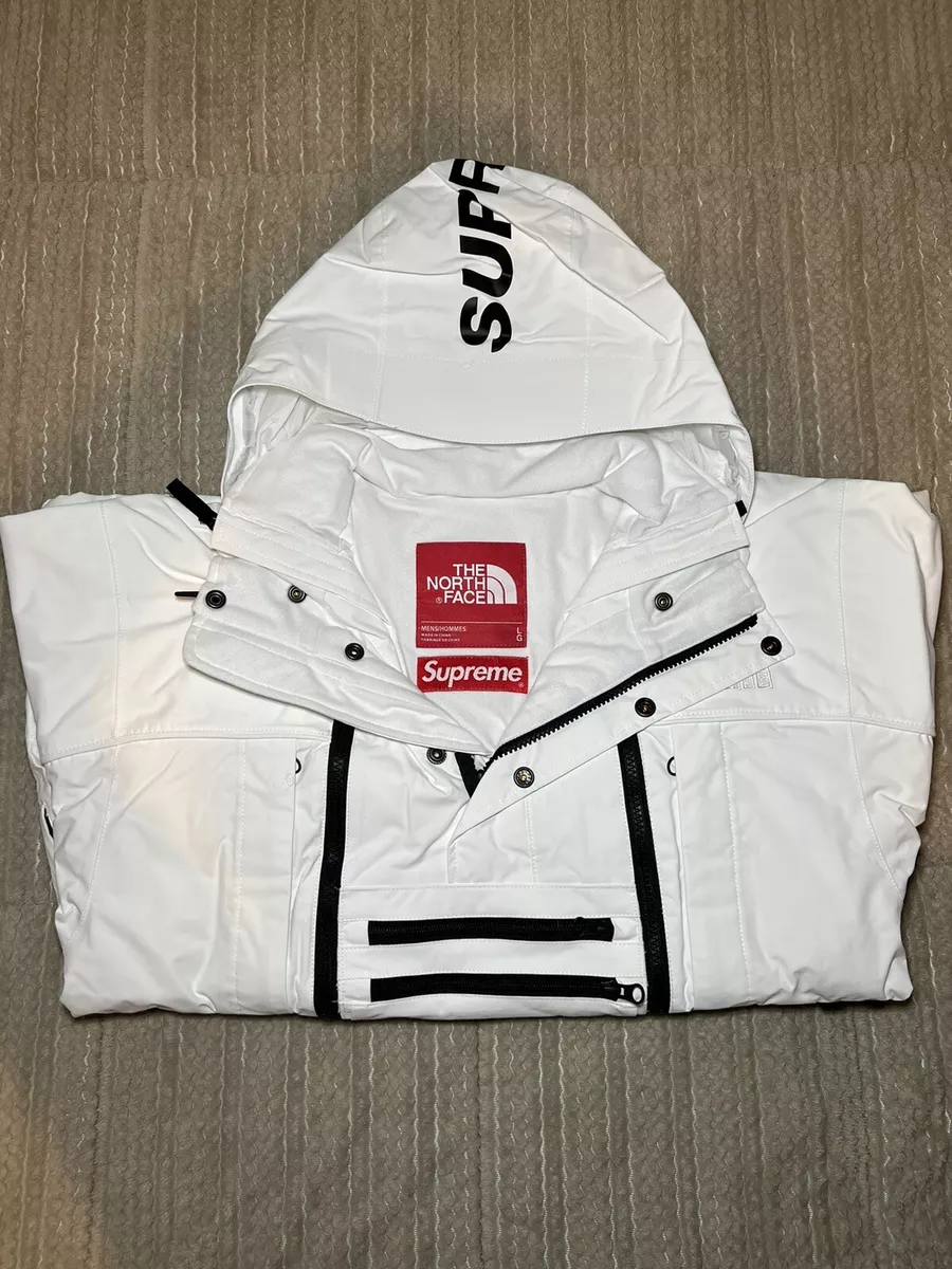 DS RARE SS16 SUPREME x THE NORTH FACE STEEP TECH HOODED JACKET WHITE SZ L TNF