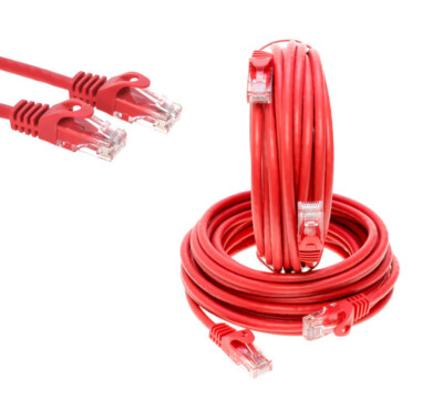 CAT6e / CAT6 Ethernet LAN Network RJ45 Patch Cable Red 3FT - 20FT Multipack LOT