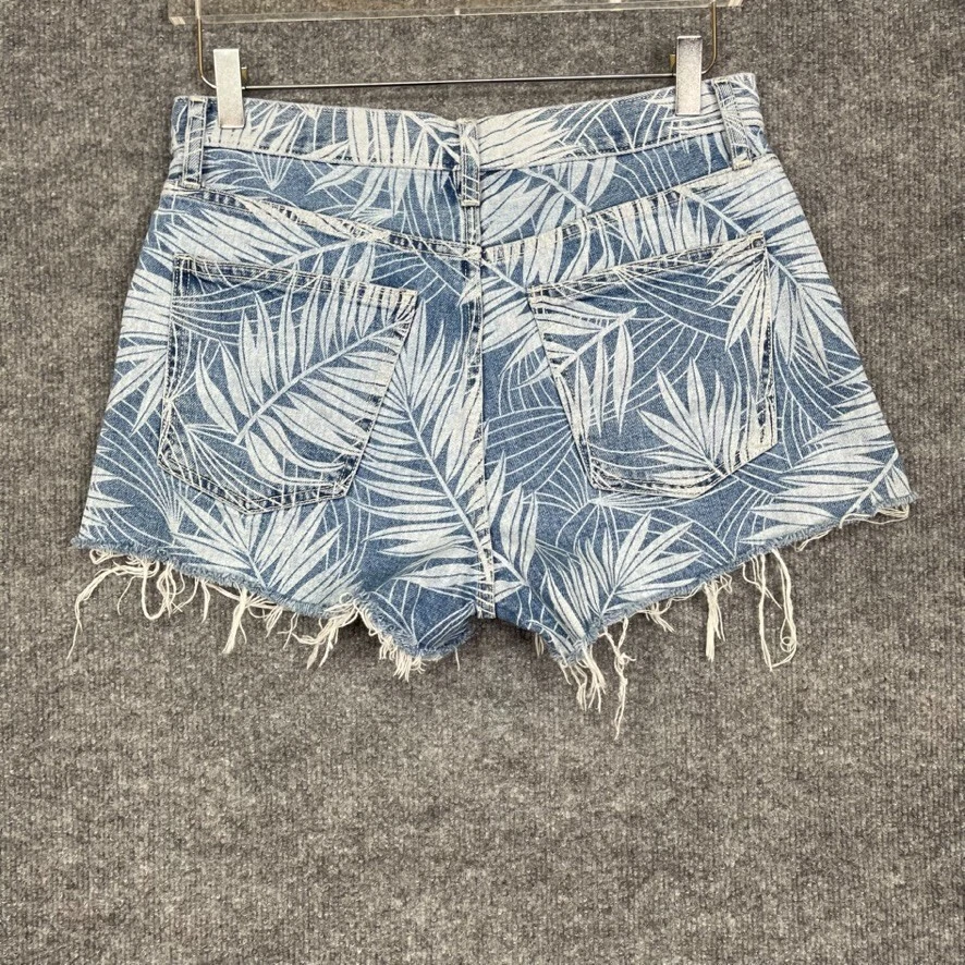 Pantalones Cortos Current Elliott Para Mujer 29 Azul Denim Corte Wily Hoja de Palma Botón Mosca Foto 3 de 4