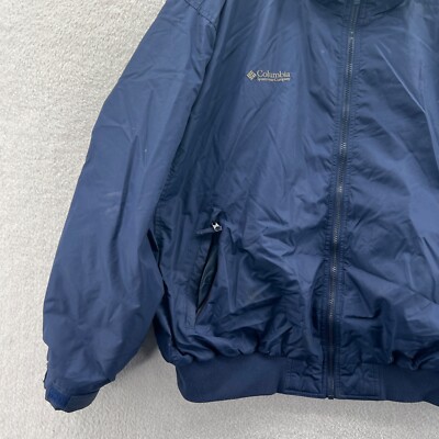 Vintage Columbia Coat Jacket Mens XL Blue Full Zip High Collar