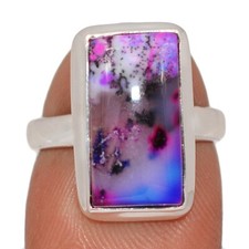 Treated Purple Dendritic Opal 925 Sterling Silver Ring Jewelry s.6 CR69275