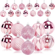 24PCS 60mm Pink Shatterproof Christmas Ball Ornaments for Tree  Party Decor