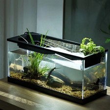Small Fish Tank Aquarium Tank w/Light Water Pump Cover Ecological Cycle System