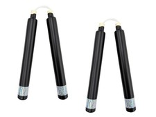 12  Martial Arts Dipped Foam Nunchucks Pair 2-pack, Black w/ Glitter Silver