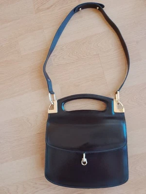 LANCEL luxe sac marron très foncé cuir lisse porté épaule / à la main comme neuf - Photo 1/4