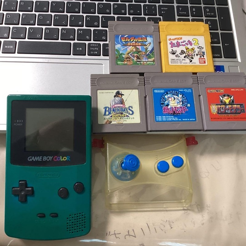 Nintendo Game Boy Color Console + 5 Cartridges + Stick - Used, Working