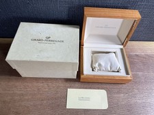 VINTAGE AUTHENTIQUE GIRARD PERREGAUX boîtier boîte de montre bois cuir marron...