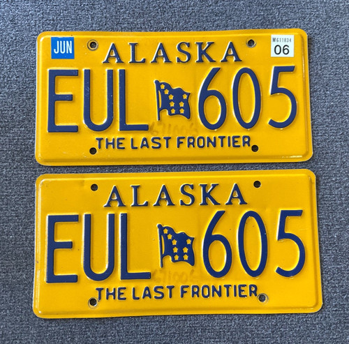 RARE 2006 ALASKA LICENSE PLATE PLATES PAIR ORIGINAL CHEVY FORD DODGE FLAG
