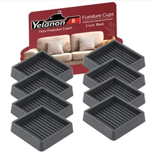 2 Furniture Caster Cups, 8 Pcs Non-Slip Pads for Hardwood Floors