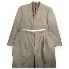 Brooks Brothers Brookscool Poplin Men's 42R 36x30 Olive Tan Suit Set