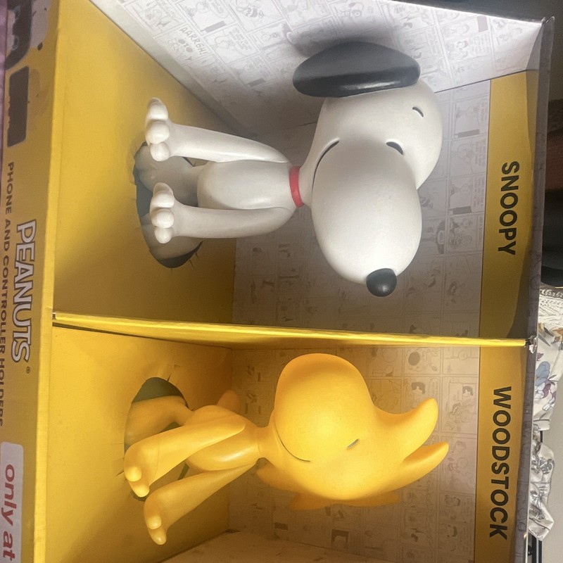  Peanuts Snoopy & Woodstock Phone/Controller Holder Figure Set 2-Pack