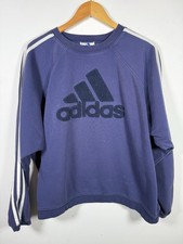 Vintage Adidas sweatshirt late 90s vtg crew neck dark blue with big front logo