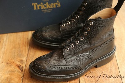 Trickers Stow Black Leather Derby Brogue Boots Shoes UK 6.5 US 7.5 EU 40.5 New
