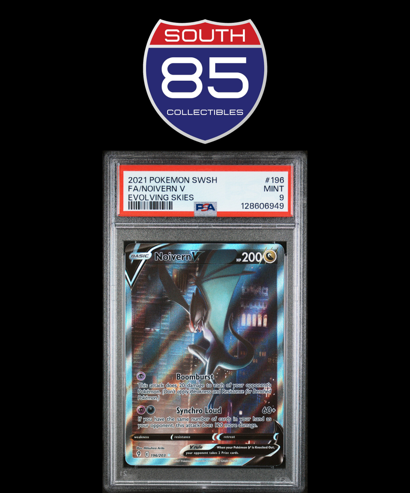 PSA 9 2021 POKEMON SWORD & SHIELD EVOLVING SKIES FULL ART NOIVERN V 195/203