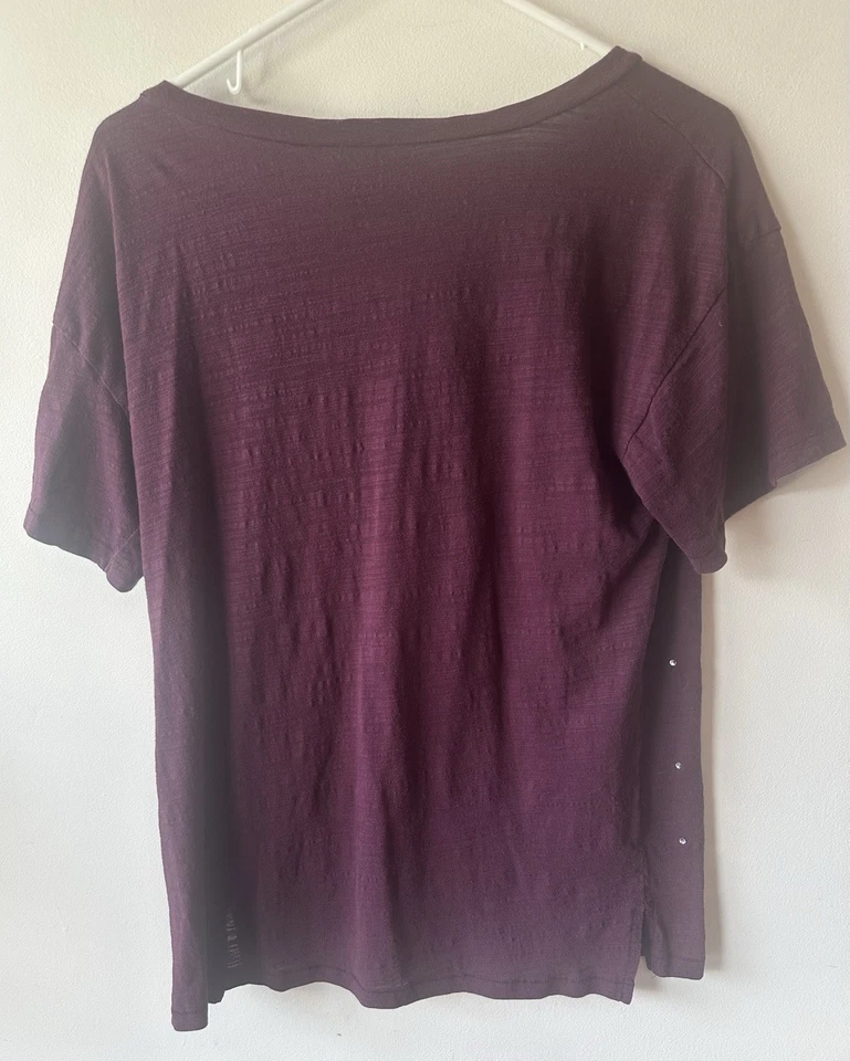 Victoria’s Secret Pink Burgundy Rhinestone Sequin Bling V Neck Top S - Image 2 of 4