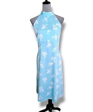 Ann Taylor Blue Floral Tie-Neck Halter Dress Spring Dream Feminine NWT