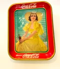 Vtg. 1938 “Girl at Shade” Coca-Cola Tray; Some paint fading; very minimal rust