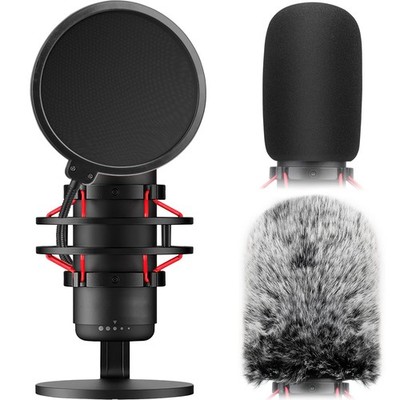 Pop Filter for Hyperx Quadcast,3 in 1 Quadcast S Mic Pop Filter + Furry Winds...
