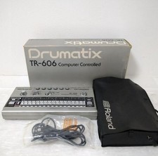Roland TR-606 Drumatix Analog Drum Machine – Box, Case, Cable – Tested – Japan