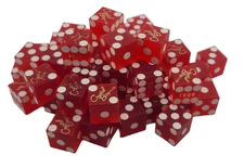 Bulk Dice 50 Red Used Dice From Crystal Bay Club Casino in Lake Tahoe Nevada