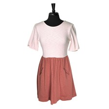Free People Beach Mini Dress Color-Block Short Sleeve Open Back Vacation Size S